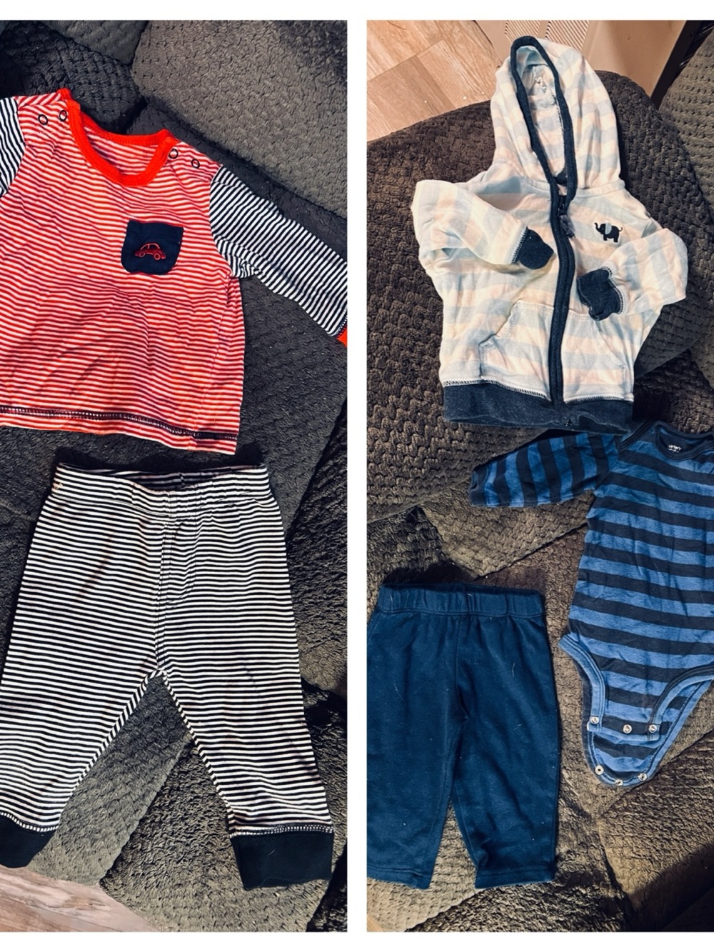 Luvable Friends Red & White Striped Baby Bodysuit